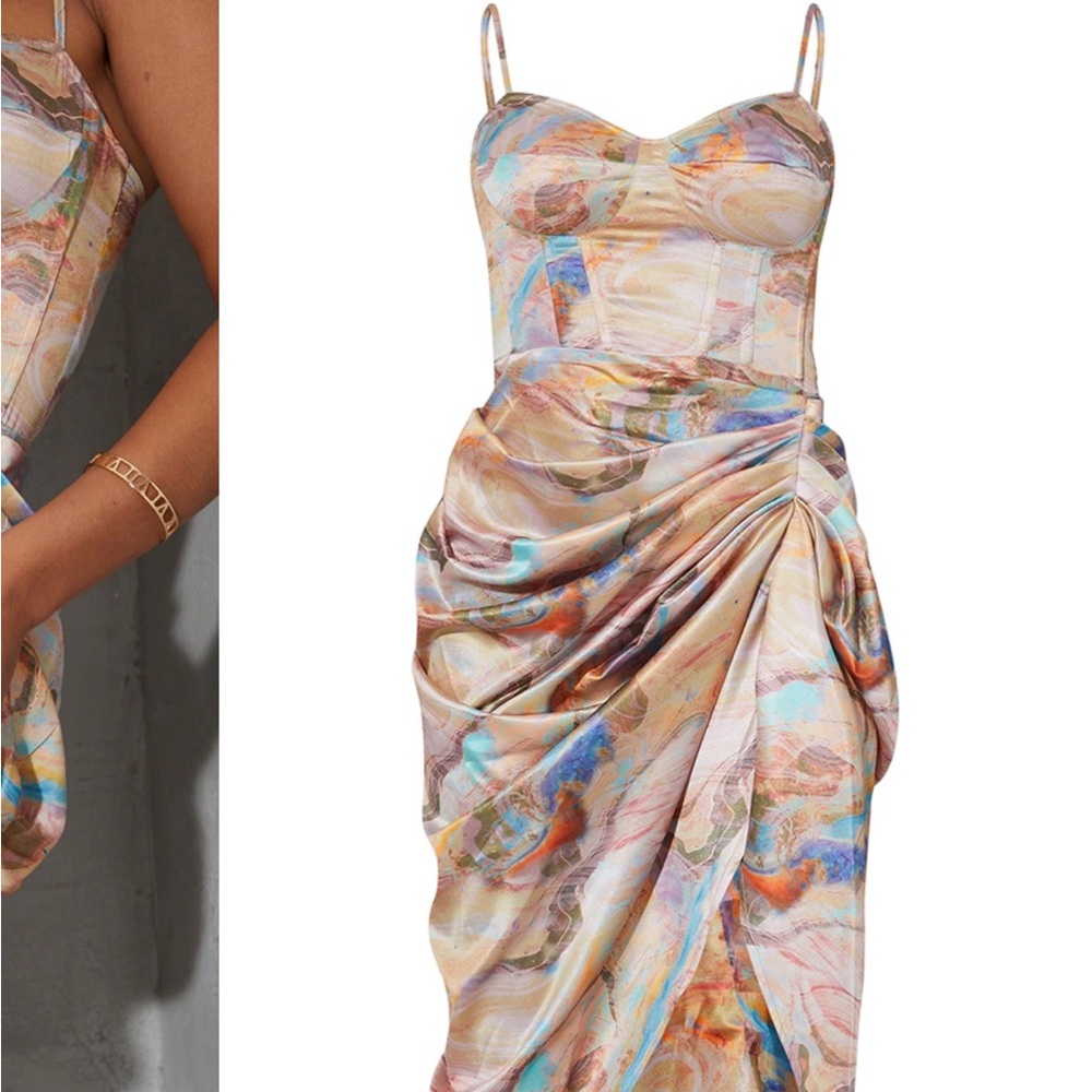 “Brand new with tag” PrettyLittleThing Asymmetrical Ruched Cocktail Dress